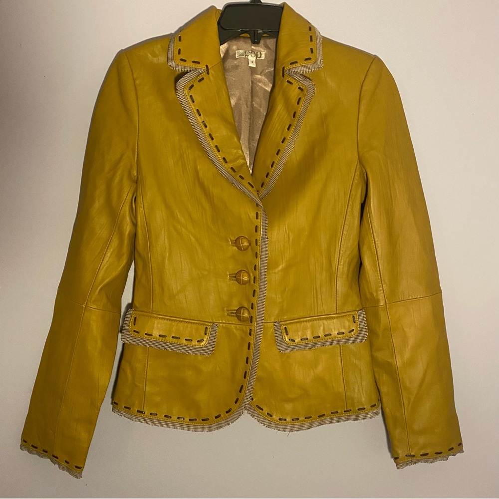 Elegant Mustard Leather Blazer